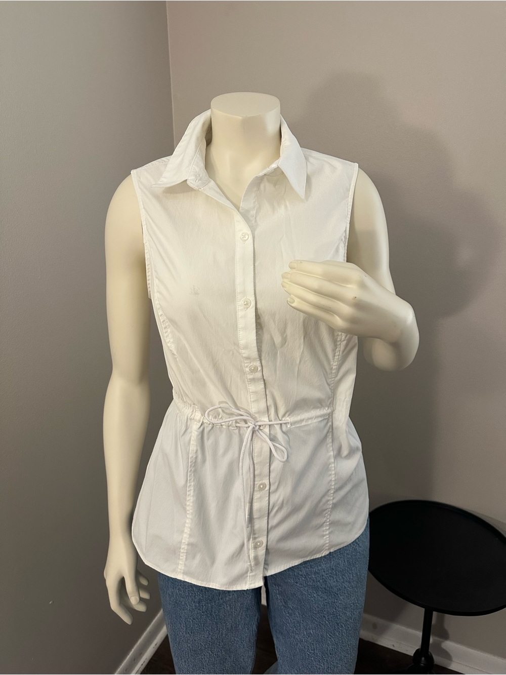Athleta White Button-Front Drawstring Tank - Picture 2 of 3